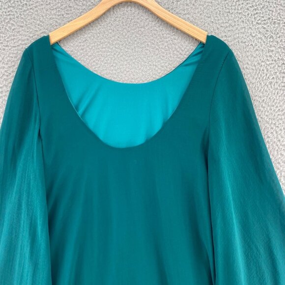 Show Me Your Mumu Dress Women Small Green Trapeze Long Flare Sleeve Off Shoulder - Picture 4 of 9